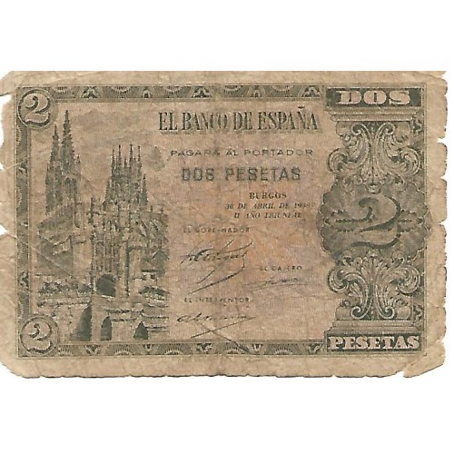 1938 - España GU 449 billete de 2 pesetas MC