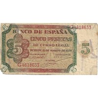 1938 - España GU 454 5 pesetas BC