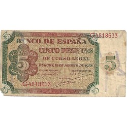 1938 - Spain PIC 110 5 pesetas F 1938 - Spain PIC 110 5 pesetas F