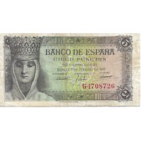 1943 - Spain PIC 127 5 pesetas F
