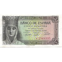1943 - Spain PIC 127 5 pesetas XF