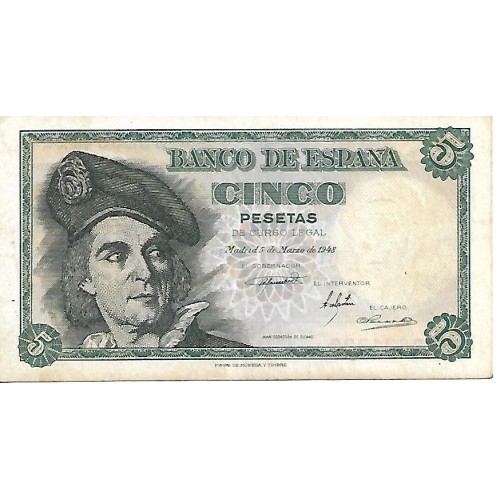 1948 - España GU 465 billete de 5 pesetas EBC