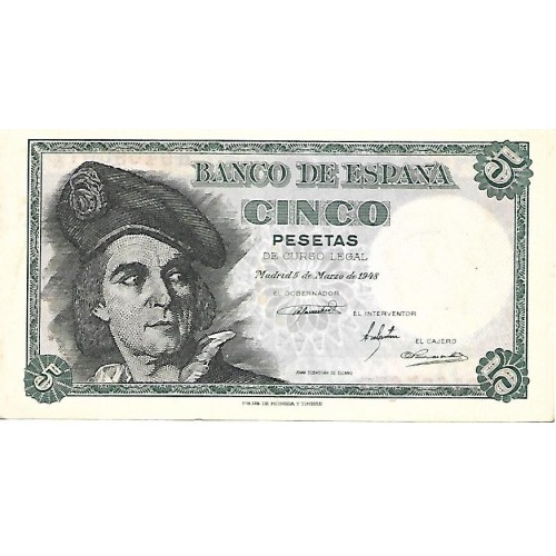 1948 - España GU 465 billete de 5 pesetas S/C
