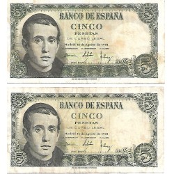 1951 - Spain PIC 140 5 pesetas F