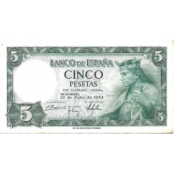 1954 - Spain PIC 146 5 pesetas XF 1954 - Spain PIC 146 5 pesetas XF
