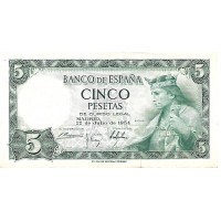 1954 - Spain PIC 146 5 pesetas VF