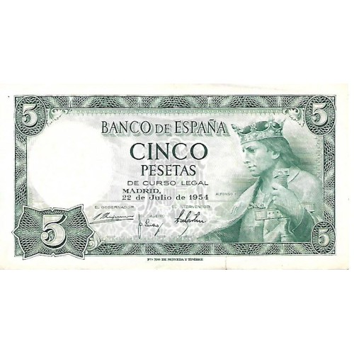 1954 - España GU 468 billete de 5 pesetas MBC