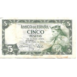 1954 - Spain PIC 146 5 pesetas F 1954 - Spain PIC 146 5 pesetas F