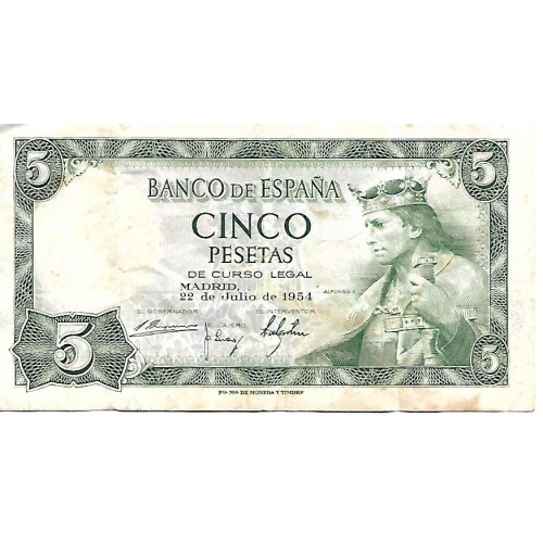 1954 - España GU 469 billete de 5 pesetas BC