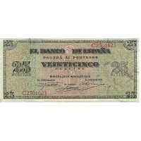 1938 - Spain PIC 111 25 pesetas XF