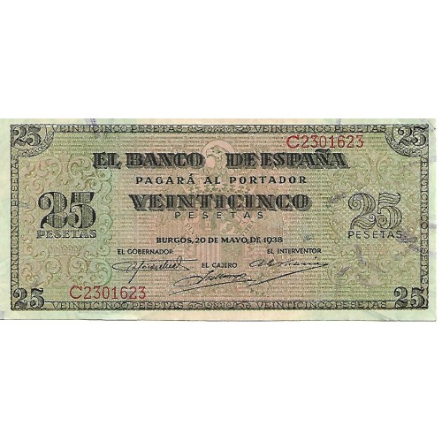1938 - España GU 473 billete de 25 pesetas EBC