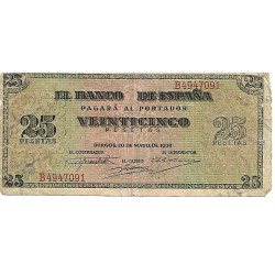 1938 - Spain PIC 111 25 pesetas G 1938 - Spain PIC 111 25 pesetas G