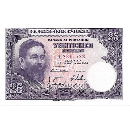 1954 - España GU 478 billete de 25 pesetas S/C