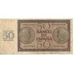 1936  - Spain PIC 100 50 pesetas F