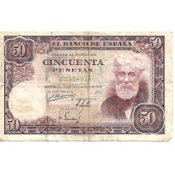1951  - Spain PIC 141 50 pesetas G