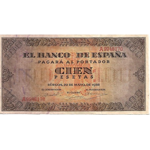 1938 - España GU 485 billete de 100 pesetas EBC