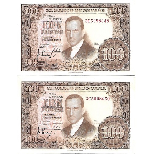 1953 - España GU 492 billete de 100 pesetas EBC