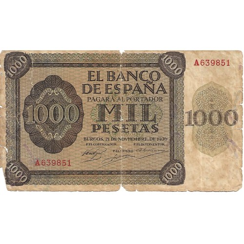 1936 - España GU 509 billete de 1000 pesetas MC
