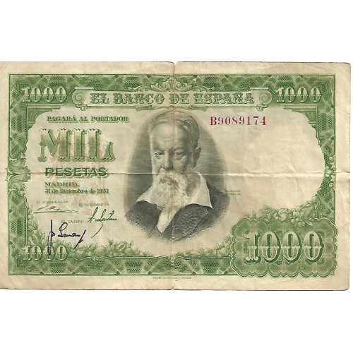 1951 - Spain PIC 143 1000 pesetas G