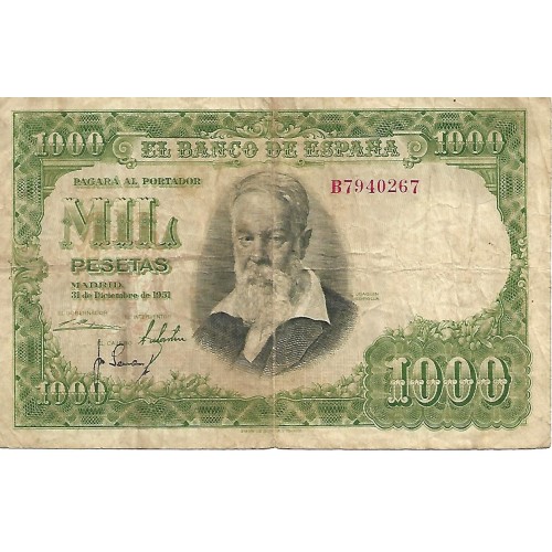 1951 - España GU 516 billete de 1000 pesetas BC