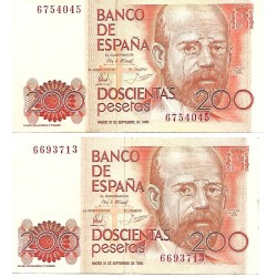 1980 - Spain PIC 156 200 pesetas VF NO SERIE 1980 - Spain PIC 156 200 pesetas VF NO SERIE