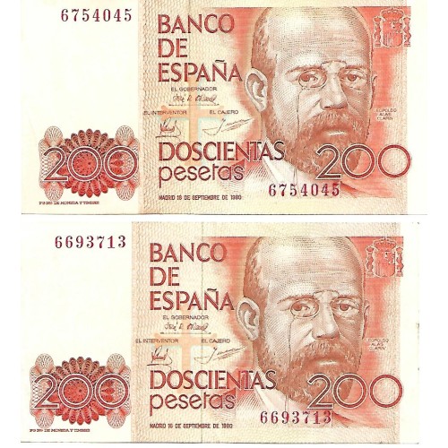 1980 - España GU 533 billete de 200 pesetas MBC SIN SERIE
