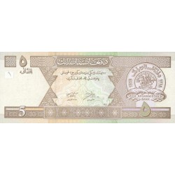 2002 - Afganistan Pic 66a 5 Afghanis banknote