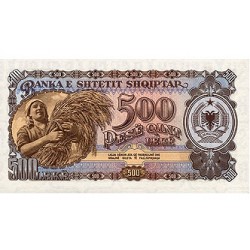 1957 -  Albania P31a billete de 500 Leke