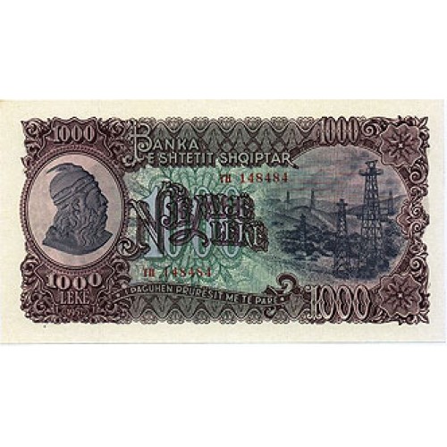 1957 -  Albania P32a billete de 1.000 Leke