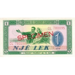 1976 -  Albania P40s2 billete de 1 Lek Specimen