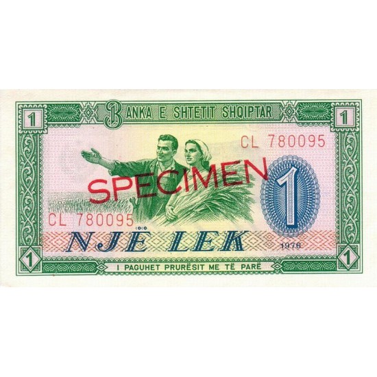 1976 - Albania P40s.2 1 Lek notebank Specimen 1976 - Albania P40s.2 1 Lek notebank Specimen