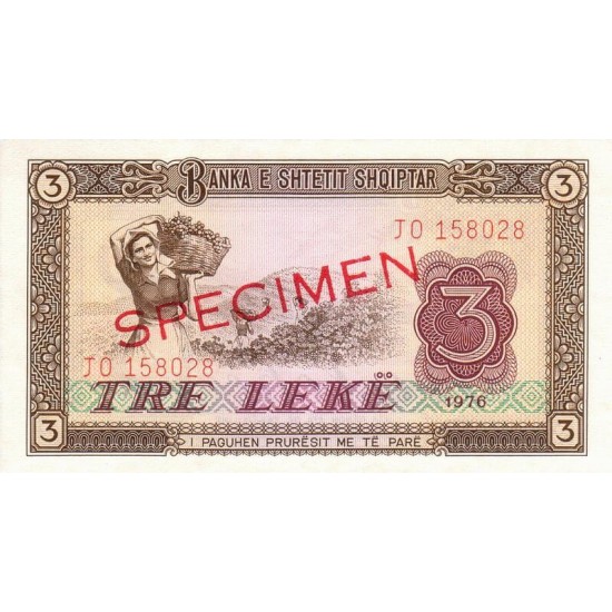 1976 - Albania P41s.2 3 Leke notebank Specimen 1976 - Albania P41s.2 3 Leke notebank Specimen