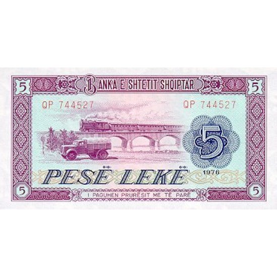 1976 - Albania P42a 5 Leke notebank 1976 - Albania P42a 5 Leke notebank