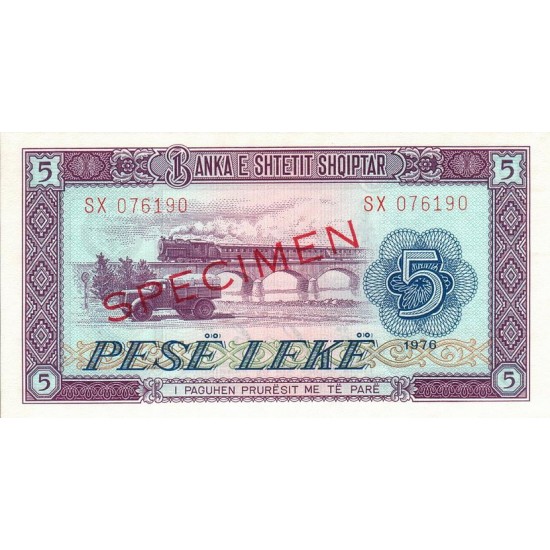 1976 - Albania P42s.2 5 Leke notebank Specimen 1976 - Albania P42s.2 5 Leke notebank Specimen