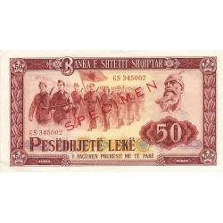 1976 - Albania P45s.2 billete de 50 Leke Specimen