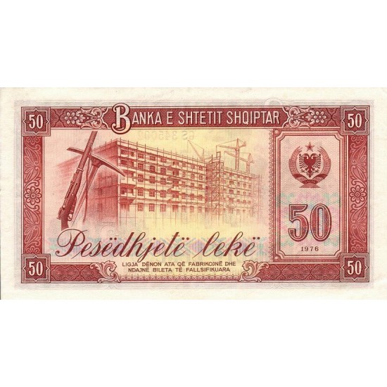 1976 - Albania P45s.2 50 Leke banknote Specimen 1976 - Albania P45s.2 50 Leke banknote Specimen