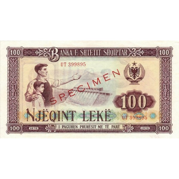 1976 - Albania Pic 46s.2 100 Leke Banknote Specimen