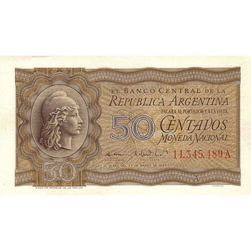 1950 - Argentina P259a billete de 50 centavos