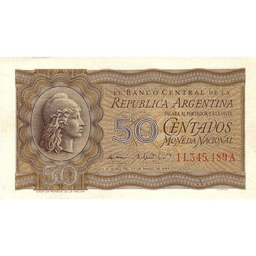 1950 - Argentina P259a 50 centavos