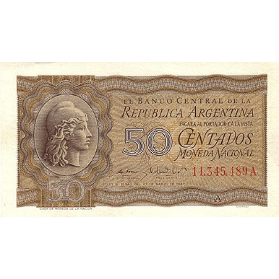 1950 - Argentina P259a 50 centavos 1950 - Argentina P259a 50 centavos