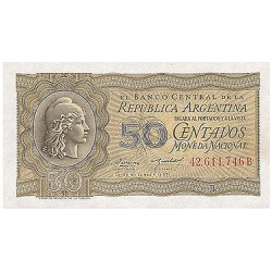 1951/56 - Argentina P261 billete de 50 centavos