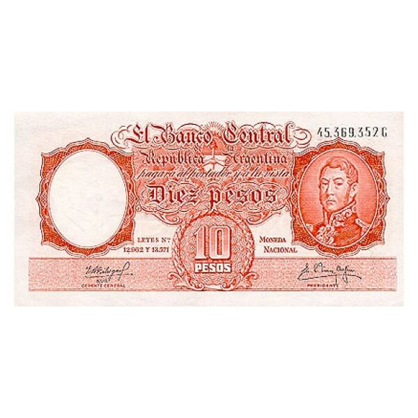 1954/63 - Argentina P270a 10 Pesos banknote