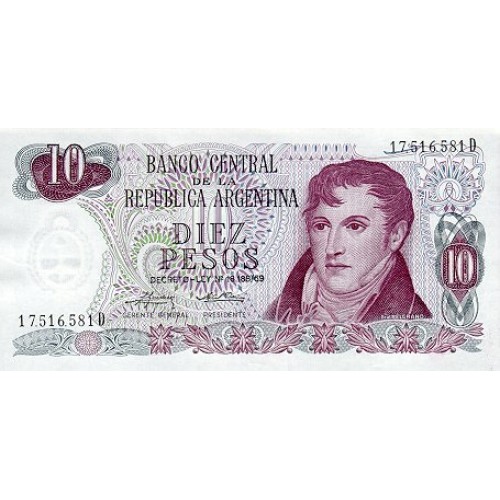 1973/6 - Argentina P295 billete de 10 Pesos