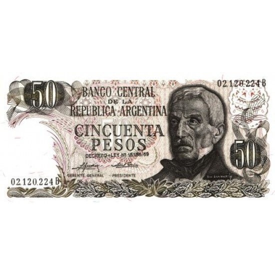 1975 - Argentina P296 50 Pesos banknote 1975 - Argentina P296 50 Pesos banknote