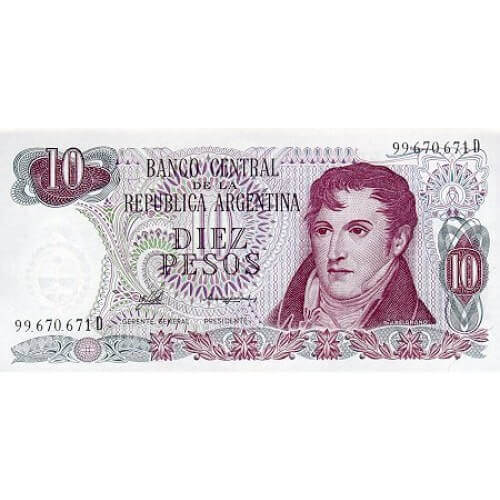 1976 - Argentina P300 billete de 10 Pesos
