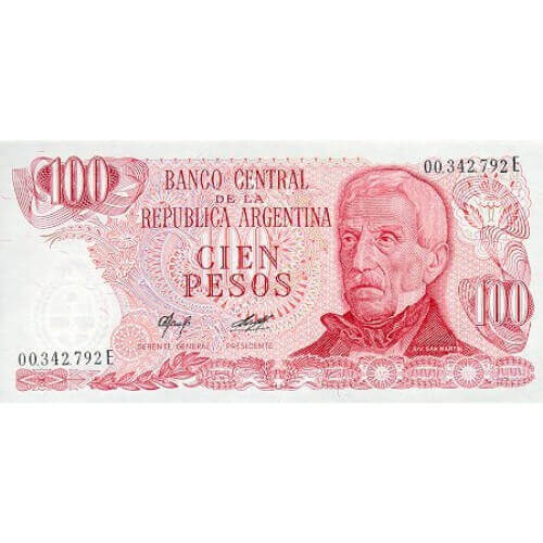 1976/8 - Argentina  P302a 100 Pesos  banknote