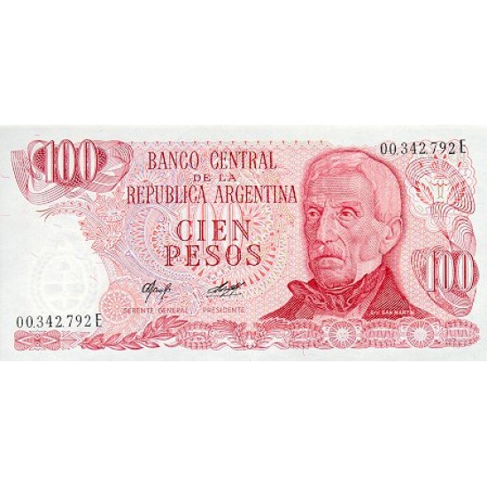 1977 - Argentina P302a 100 Pesos banknote 1977 - Argentina P302a 100 Pesos banknote