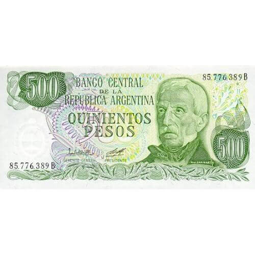 1977/82 - Argentina Pic 303c billete de 500 Pesos