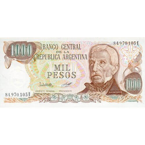 1976/83 - Argentina P304c billete de 1.000 Pesos