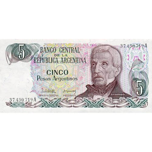 1983/4 - Argentina  P312a  5 Pesos banknote